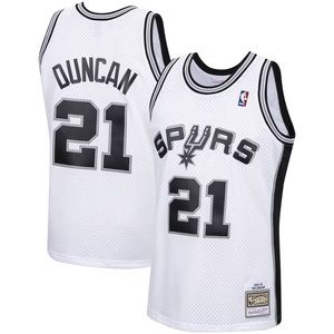 Men's San Antonio Spurs Tim Duncan Mitchell & Ness White NWT Swingman Jersey